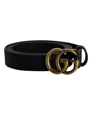 Gucci GG Marmont Buckle Belt 75 in Black Leather