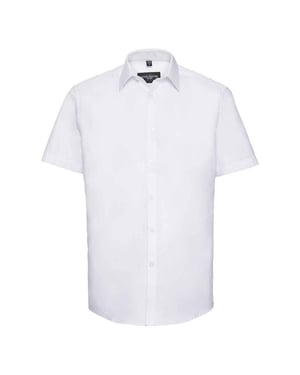 Russell Collection Mens Herringbone Short-Sleeved Formal Shirt (White)