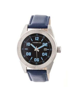 Morphic M63-serie horloge met leren band en datum