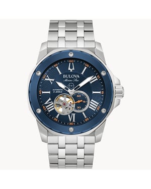 Bulova Marine Star Men's Silver Watch 98A302