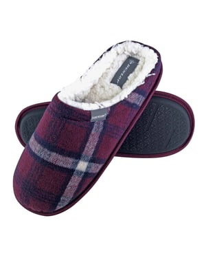 Dunlop - Heren Warme Pluche Fleece Voering Instap Muil Geruite Huisslippers