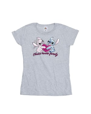 Disney Dames/Dames Lilo And Stitch Ohana Hart Met Engel Katoenen T-Shirt (Sportgrijs)