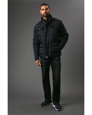 Funnel Neck Four Pocket Quilted Jacket