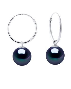 Creolen Gekweekte Parels Zoetwater Ronde 10-11mm Black Or White