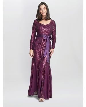 Gwen Long-Sleeved Sequined Gown