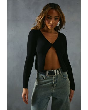 Rib Knit Button Front Top