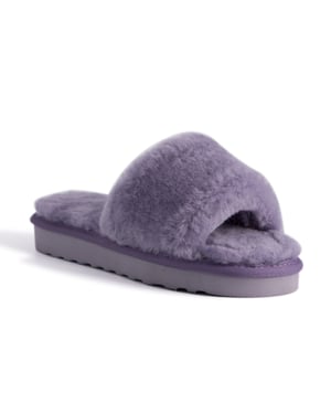 Aus Wooli Australia Womens Sheepskin Fluff Slide Slippers Purple
