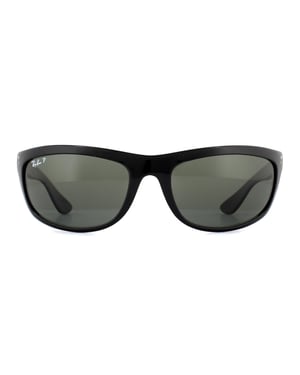 Ray-Ban Wrap Unisex Black Green Polarized Sunglasses
