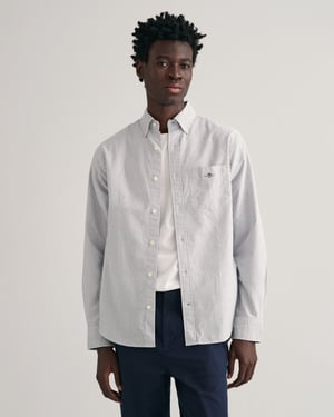 GANT Mens Regular Fit Long Sleeve Oxford Banker Stripe Shirt