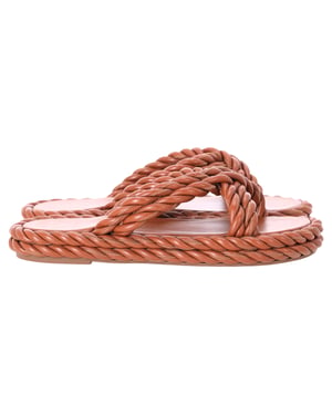 Valentino De Touw Gedraaide Band Sandalen in Bruin Leren