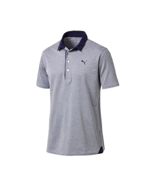 Puma Diamond Jaquard Grey/Navy Performance Fit Mens Golf Polo Shirt 576125 01