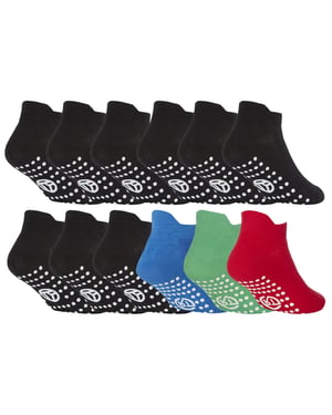 Sock Snob 12 Paar Multipack Jongens Gymsokken met Grips, Katoenen Trainer Sokken - Zwart Groen