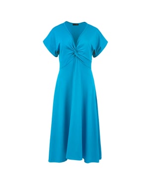 Turquoise midi-jurk met vlinderstrik