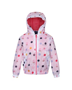 Regatta Childrens/Kids Peppa Pig Polka Dot Hooded Waterproof Jacket (Light Pink)