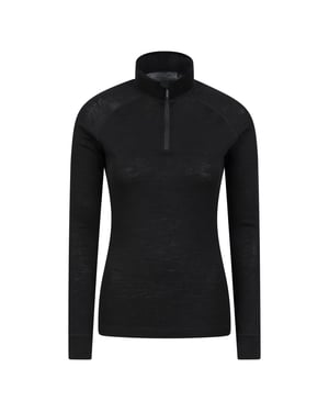 Mountain Warehouse Dames/Dames Merino Wol Zip Hals Thermo Top (Zwart)