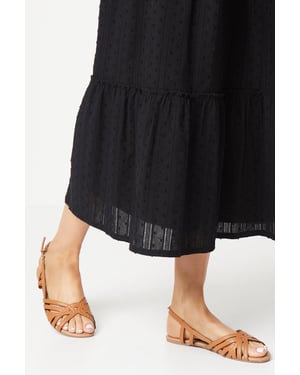 Fiona Lattice Peep Toe Slingback Flat Sandals