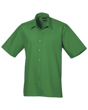 Premier Heren Korte Mouw Formele Poplin Gewoon Werk Shirt (Smaragd)