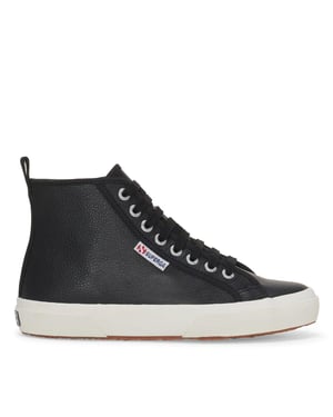 Superga Unisex 2750 Tumbled Leather Mid Cut Trainers voor volwassenen (Zwart/Wit)
