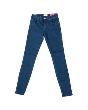 Long denim pants with skinny cut hems 10DB50154 woman
