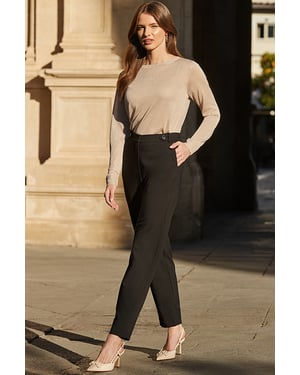 Black Tapered Leg Trousers