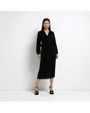 River Island Womens Midi Dress Black Long Sleeve