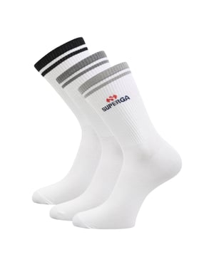 Superga Unisex Adult Ribbed Knitted Socks (Pack of 3) (White)
