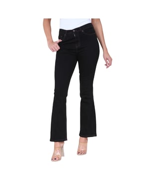 Womens Magic Shaping High Waisted Slim Flare Leg Jeans in Black