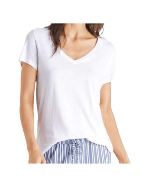 Superdry dames T-shirt met geborduurd logo en V-hals.
