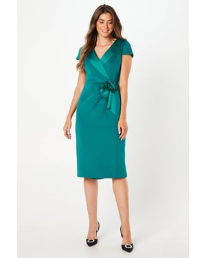 Occasion Scuba Corsage Midi Dress