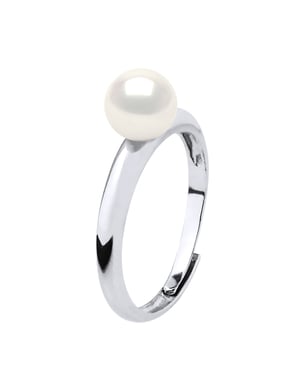 Rush Ring Verstelbare zoetwaterparels Rond 6-7 mm White 925