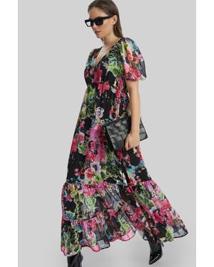 Floral V-neck Midi Dress