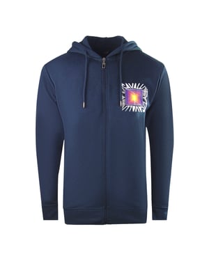 Cavalli Class Aysmmetric Box Design marineblauwe hoodie met rits