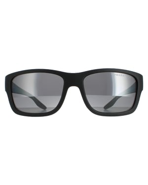 Prada sport zonnebril ps01ws ufk07h grijs rubber donker grijs zilveren spiegel gepolariseerd