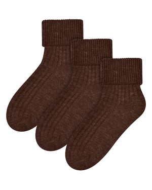 3 Pairs Womens Wool Bed Socks | Steven | Luxury Warm Lounge Sleep Socks - Chocolate