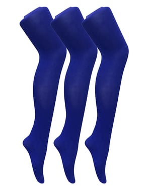 3 paar dames gekleurde ondoorzichtige 80 denier panty's - Colbalt Blue
