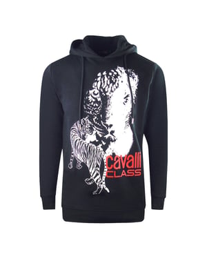 Cavalli Class Large Tiger Logo Marinblå huvtröja