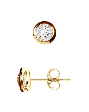 Solitaire oorbellen bezet met diamanten 0,30 Cts illusie Geel Goud 18 Karaat