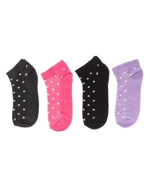 Pack of 4 women's ankle socks, women's short socks, cotton, printed.
