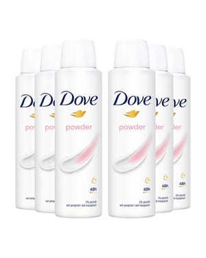 Dove Powder Anti-Perspirant with 48H Sweat Protection Deo for Women 150ml, 6pk