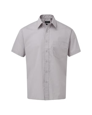 Premier Herenshirt met korte mouwen Popeline (Zilver)