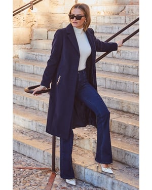 Navy Blue Premium Longline Coat
