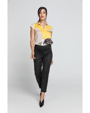 Slim Fit Svart Byxor Conquista Fashion