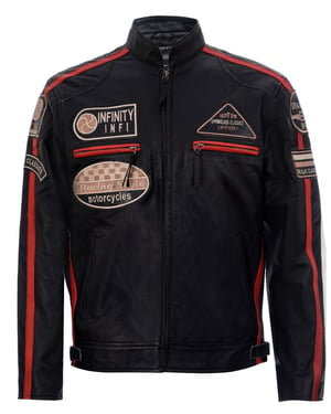 Racing Biker Moto Jacka i läder med dragkedja