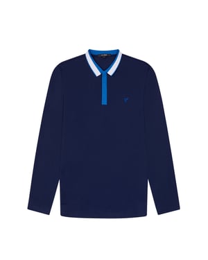 D-Rock Mens Polo Shirt with Dual-Stripe Collar Long Sleeve