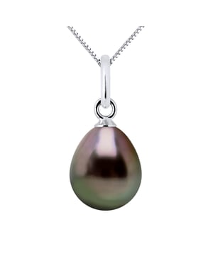 Hangers TAHITI Black Pear 89mm Wit Goud 18 Karaat Wordt geleverd met ketting