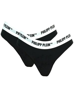 Philipp Plein Svarta underkläder Stringtrosor Två-pack