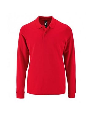 SOLS Heren Perfecte Lange Mouw Pique Polo Shirt (Rood)
