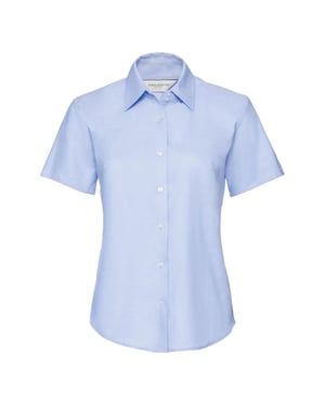 Russell Collection Ladies/Womens Short Sleeve Easy Care Oxford Shirt (Oxford Blue)