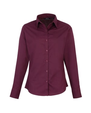 Premier Dames/Dames Popeline Blouse met Lange Mouwen (Aubergine)