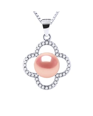 Clover Ketting Zoetwaterparel 9-10 mm Roze 925